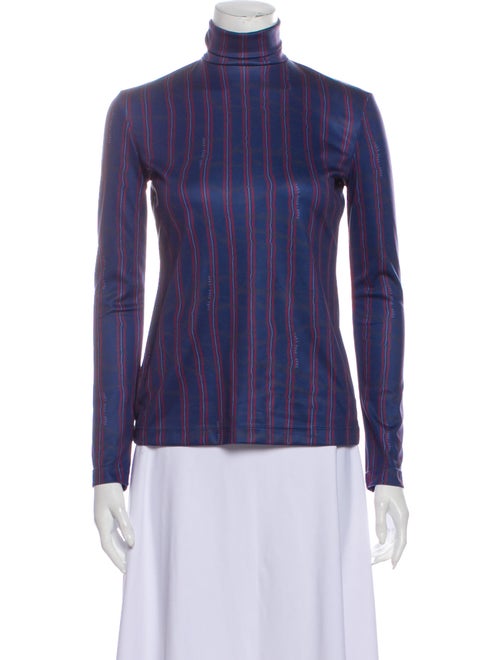 Rokh Striped Turtleneck Blouse Blue