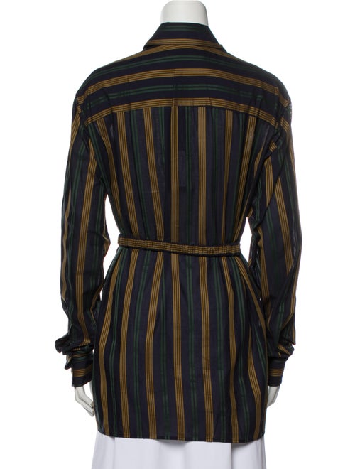 Rokh Striped Long Sleeve Button-Up Top