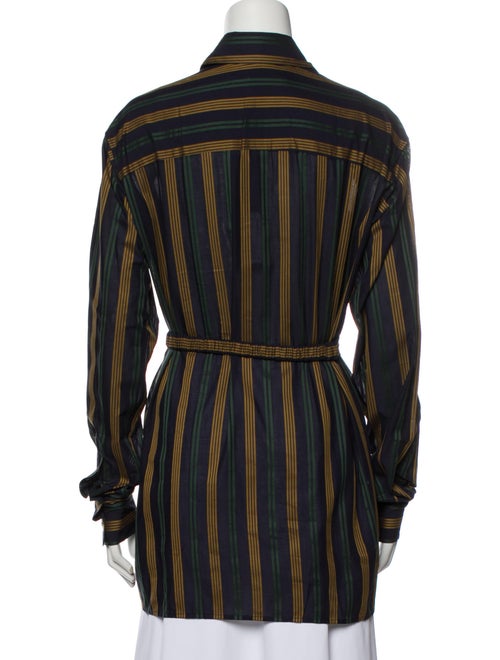 Rokh Striped Long Sleeve Button-Up Top