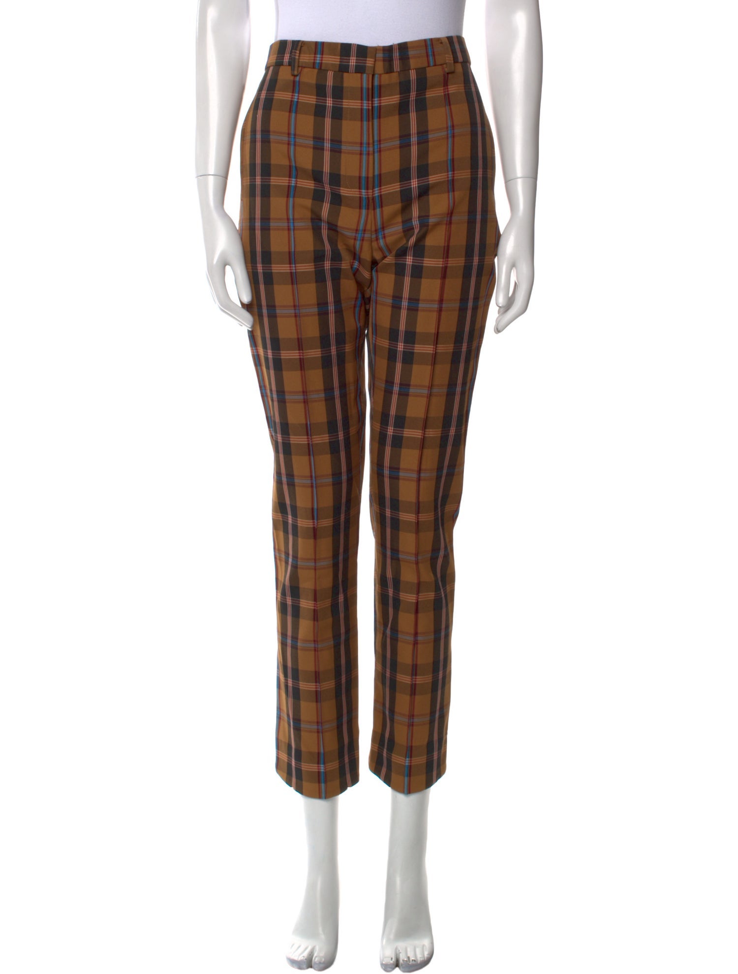 Rokh Plaid Print Straight Leg Pants