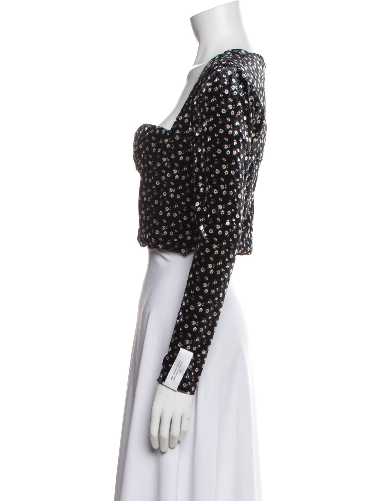 Rokh Floral Print Square Neckline Crop Top