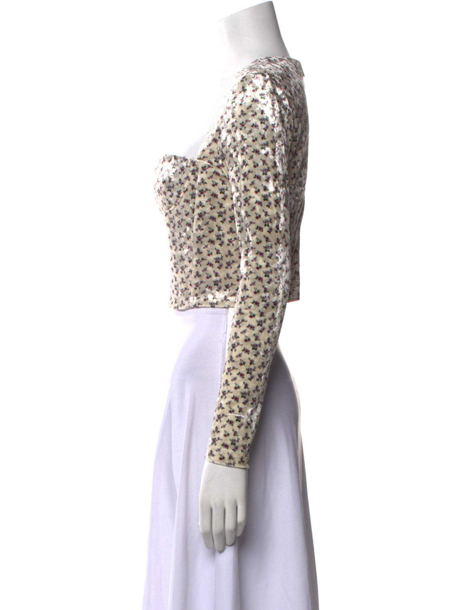 Rokh Floral Print Square Neckline Crop Top