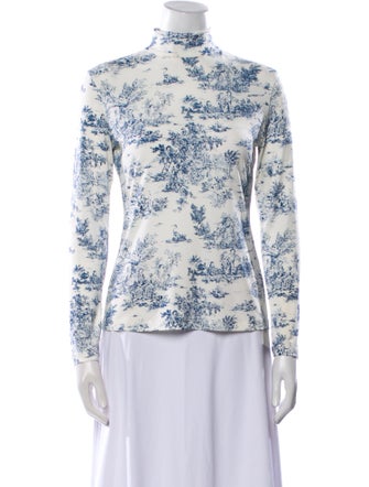 Rokh Floral Print Mock Neck Blouse