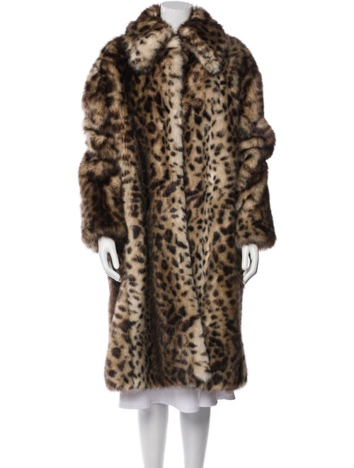 Rokh Faux Fur Animal Print Faux Fur Coat