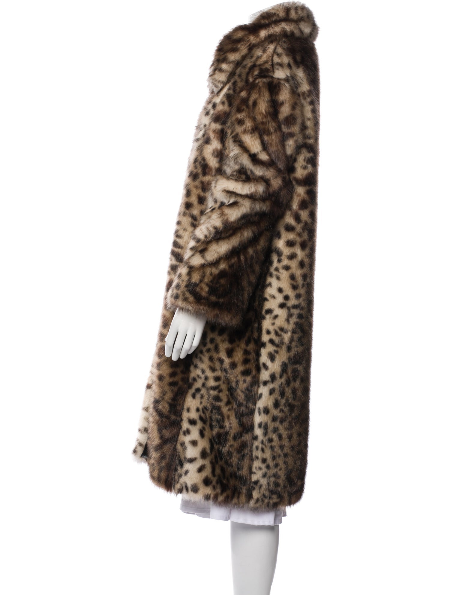 Rokh Faux Fur Animal Print Faux Fur Coat
