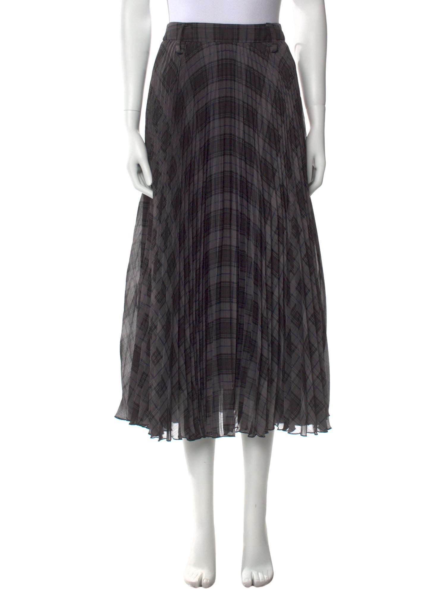 Rokh Plaid Print Midi Length Skirt