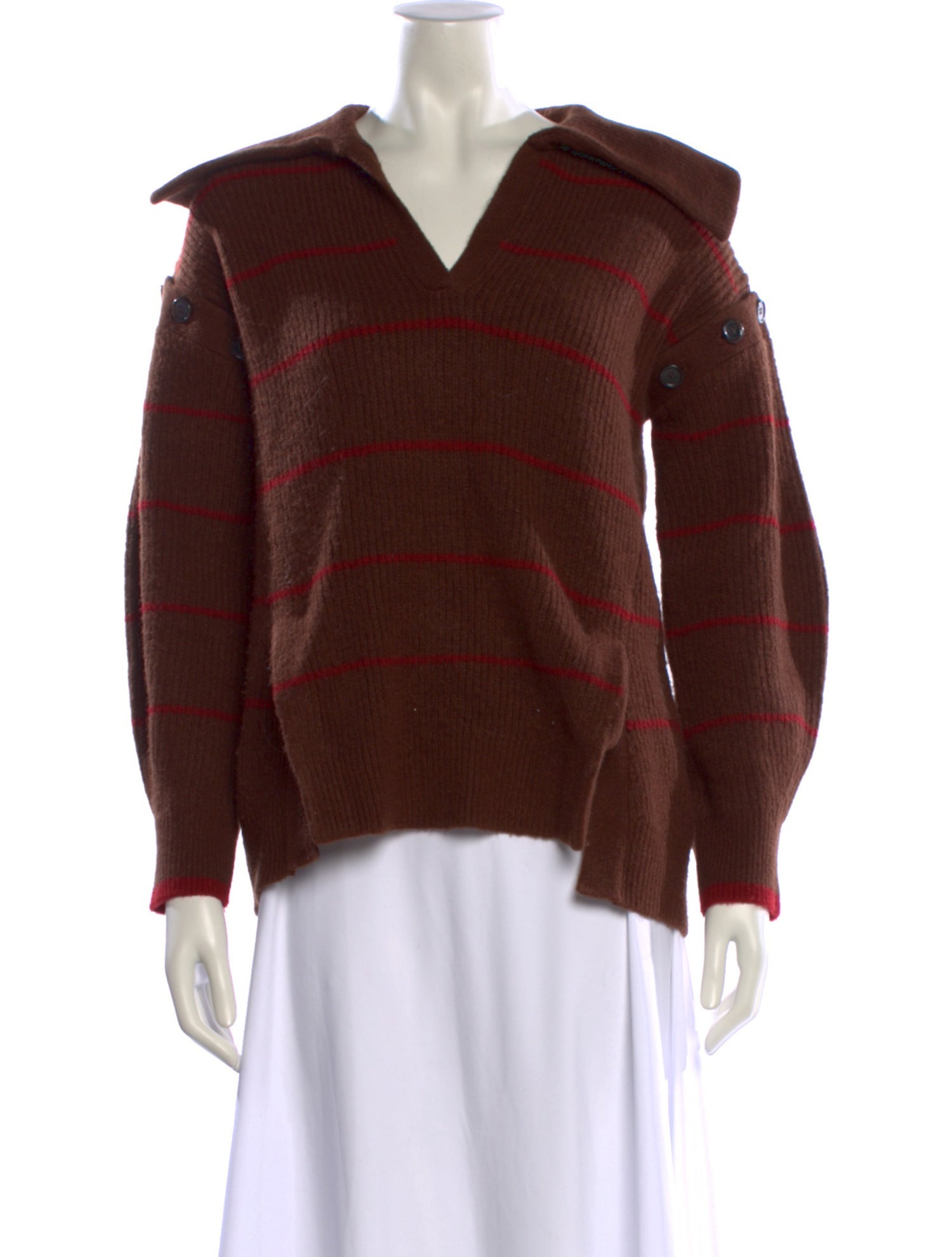 Rokh Striped V-Neck Sweater