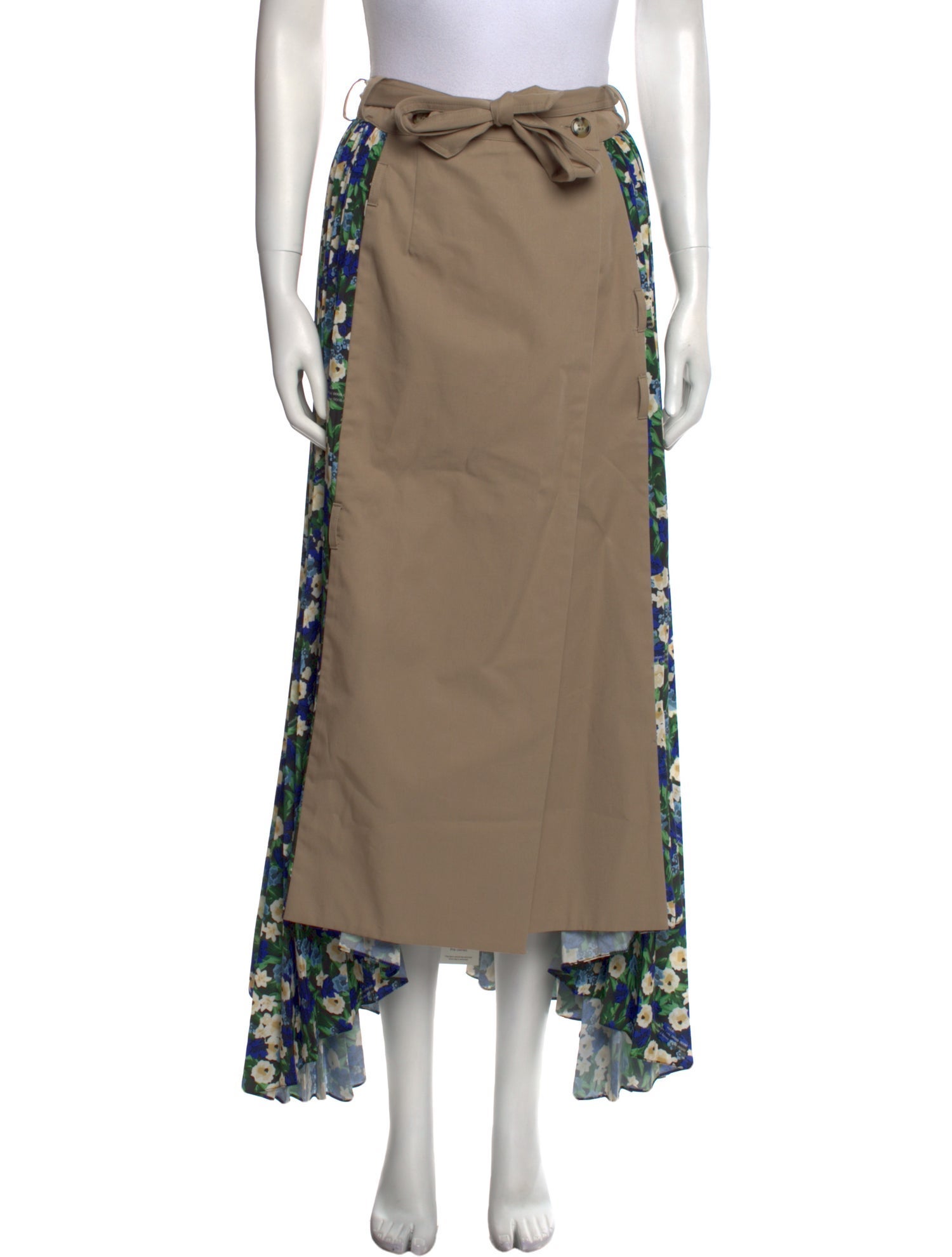 Rokh Pleated Accents Midi Length Skirt