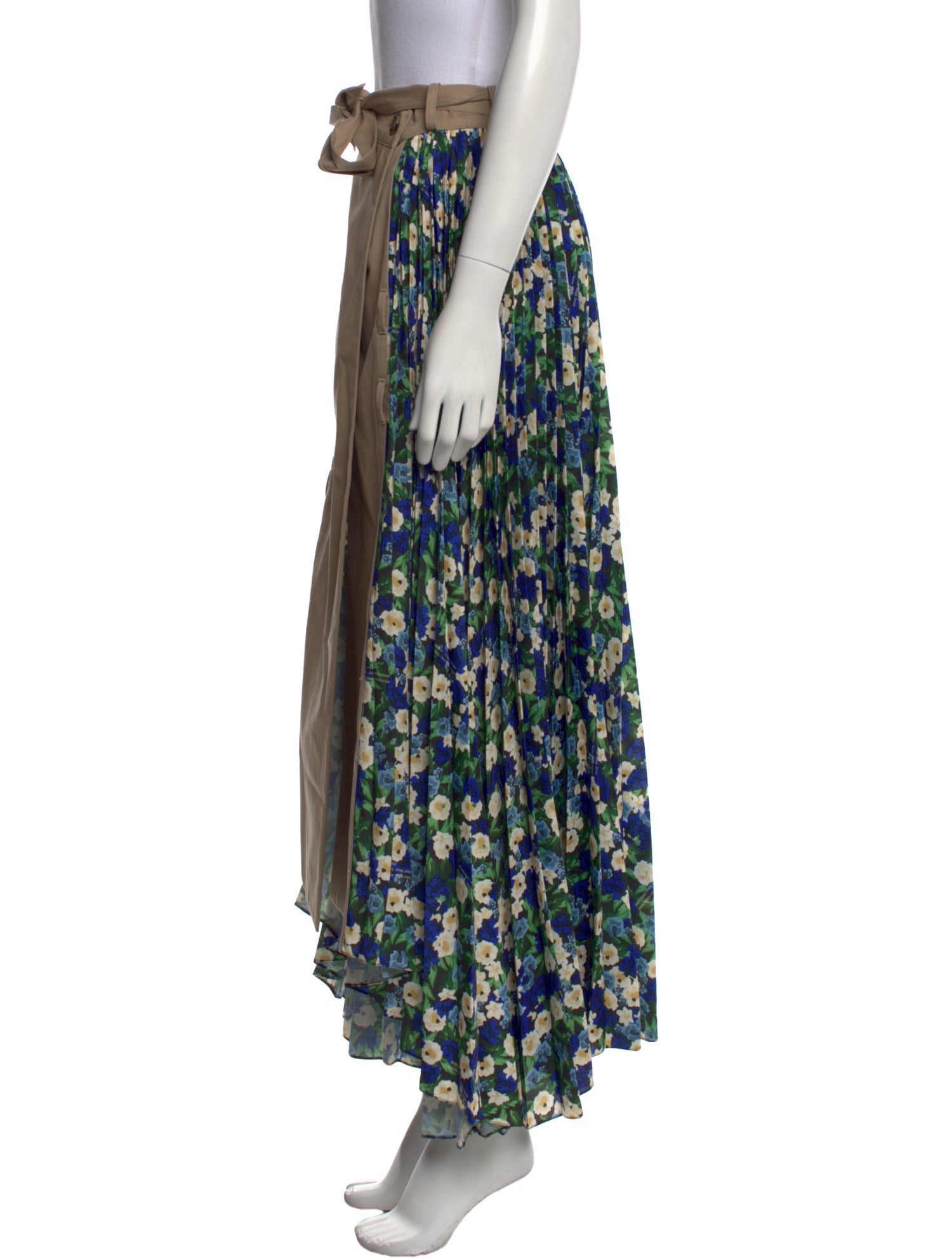 Rokh Pleated Accents Midi Length Skirt