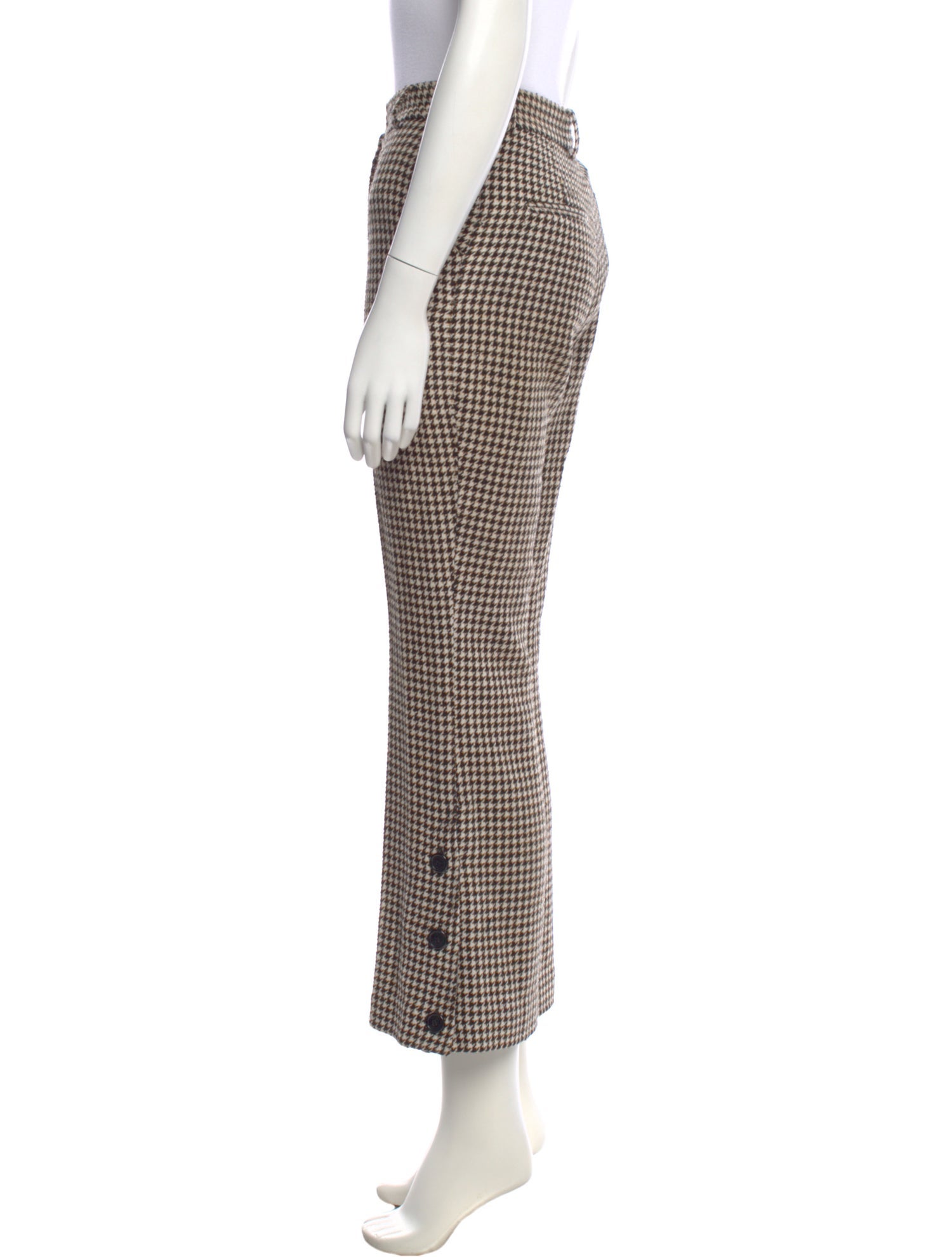 Rokh Houndstooth Print Wide Leg Pants