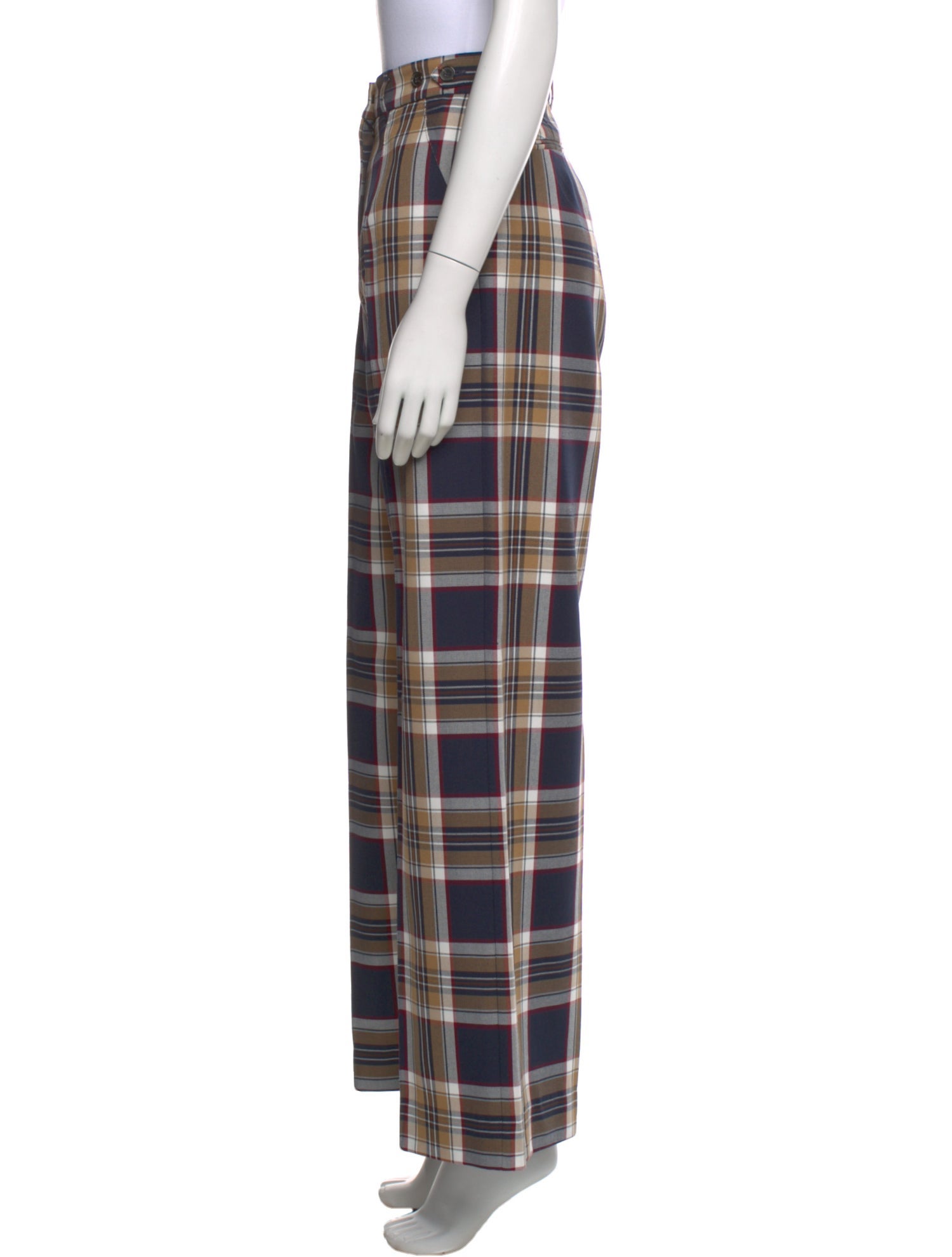 Rokh Plaid Print Wide Leg Pants