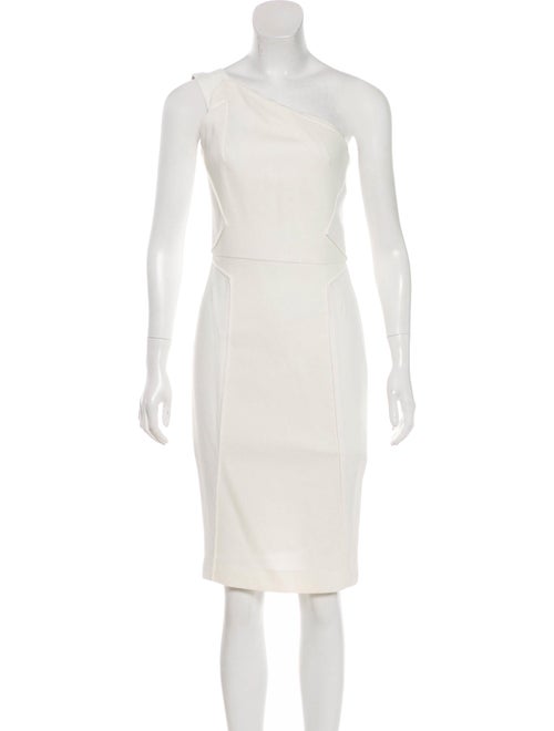 Roland Mouret One-Shoulder Knee-Length Dress White