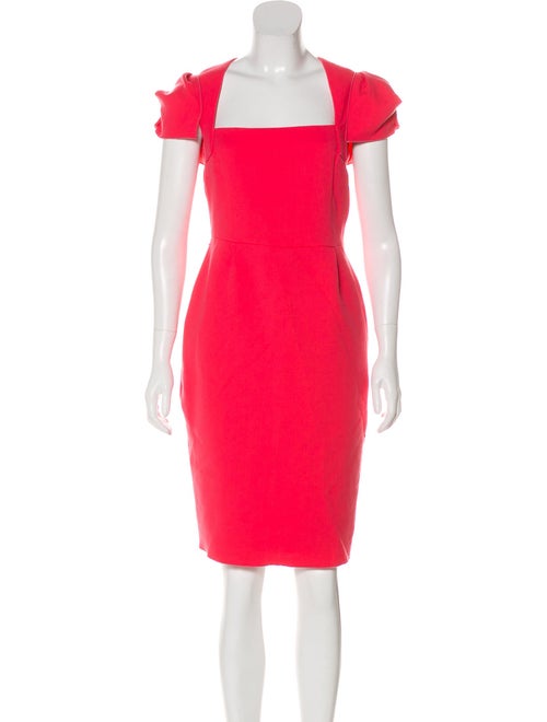Roland Mouret Square Neck Knee-Length Dress Coral