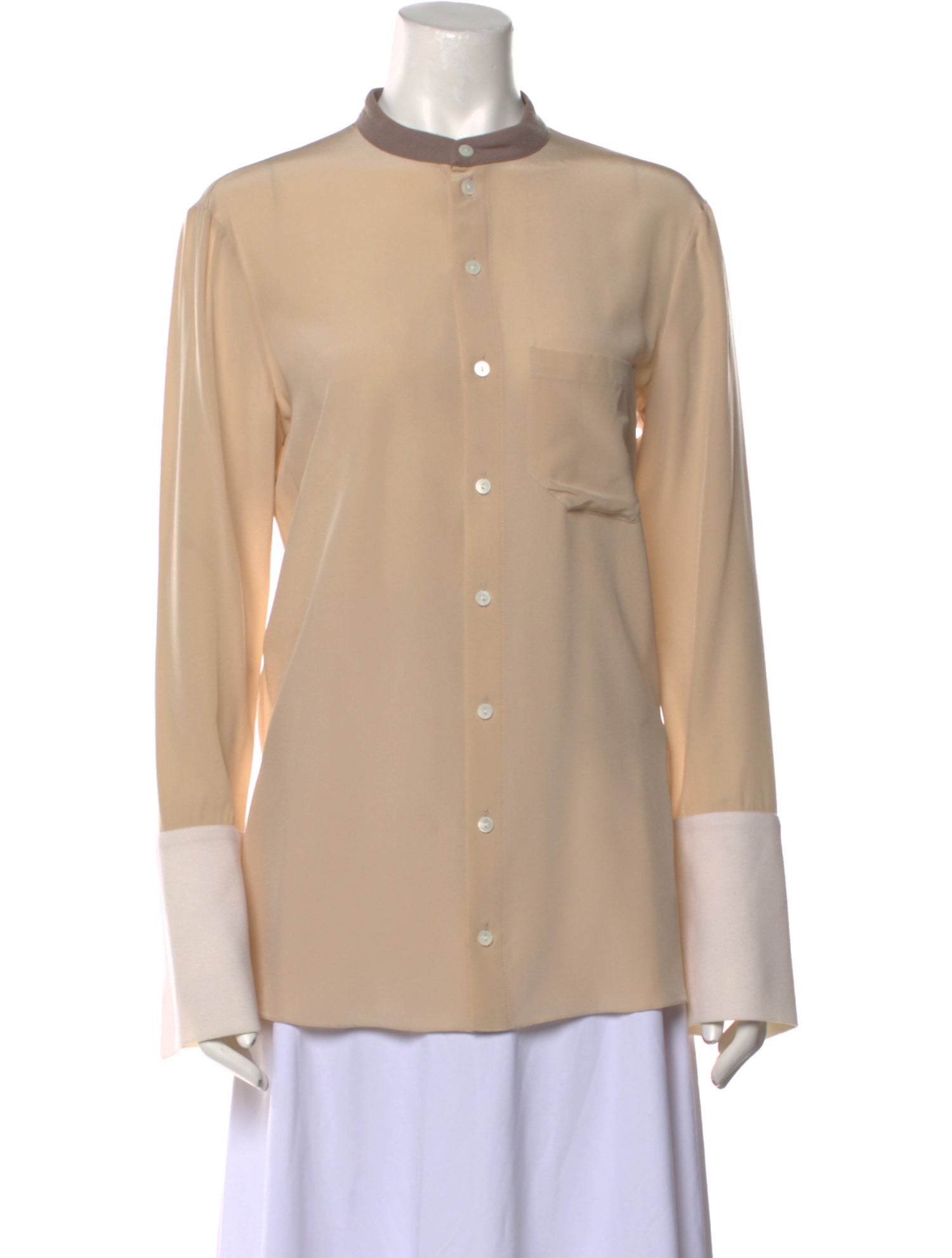 Roland Mouret Silk Mock Neck Button-Up Top