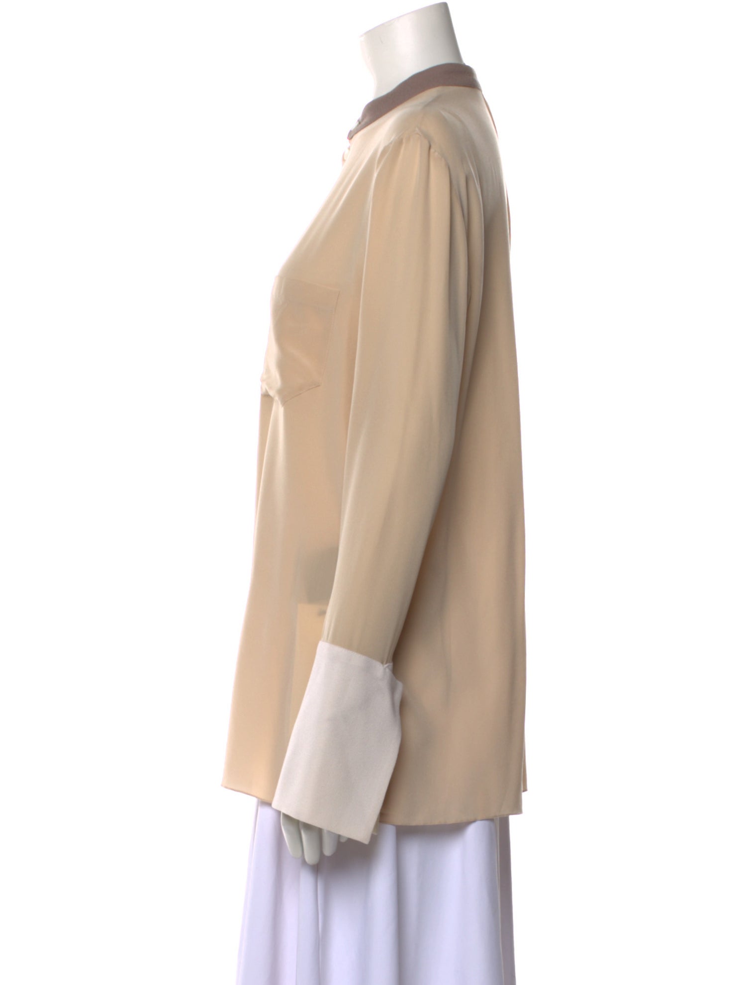 Roland Mouret Silk Mock Neck Button-Up Top