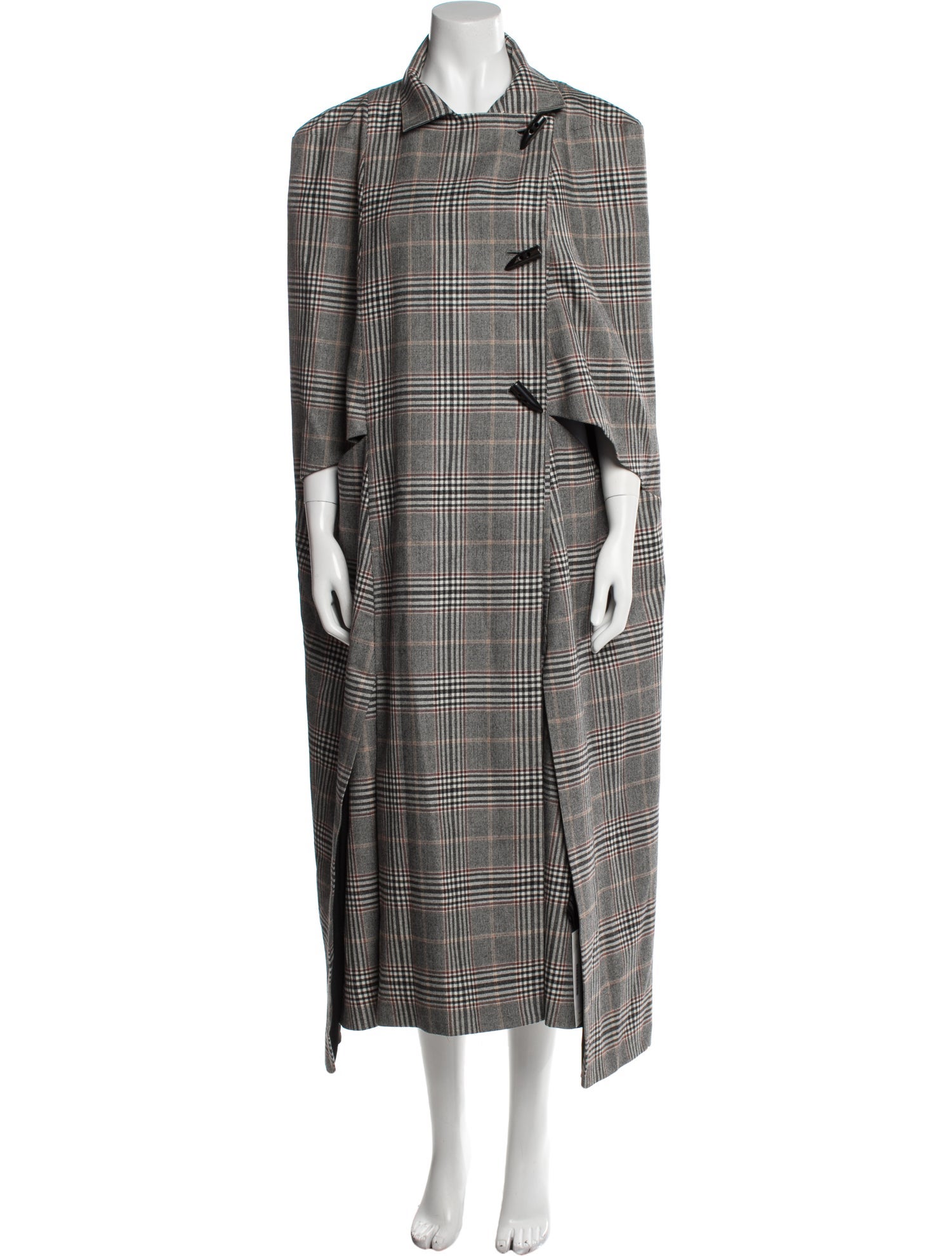 Roland Mouret Wool Plaid Print Coat