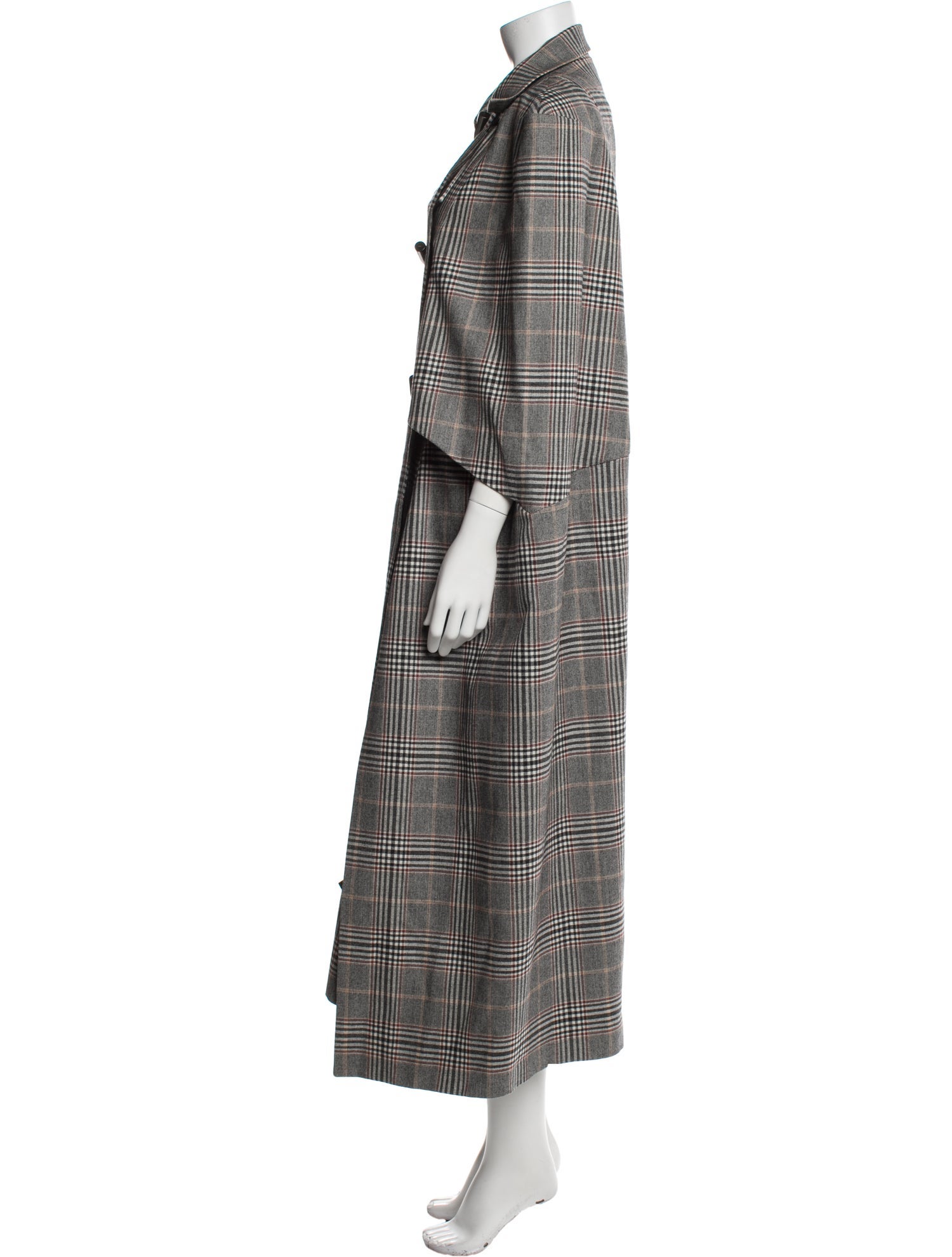 Roland Mouret Wool Plaid Print Coat