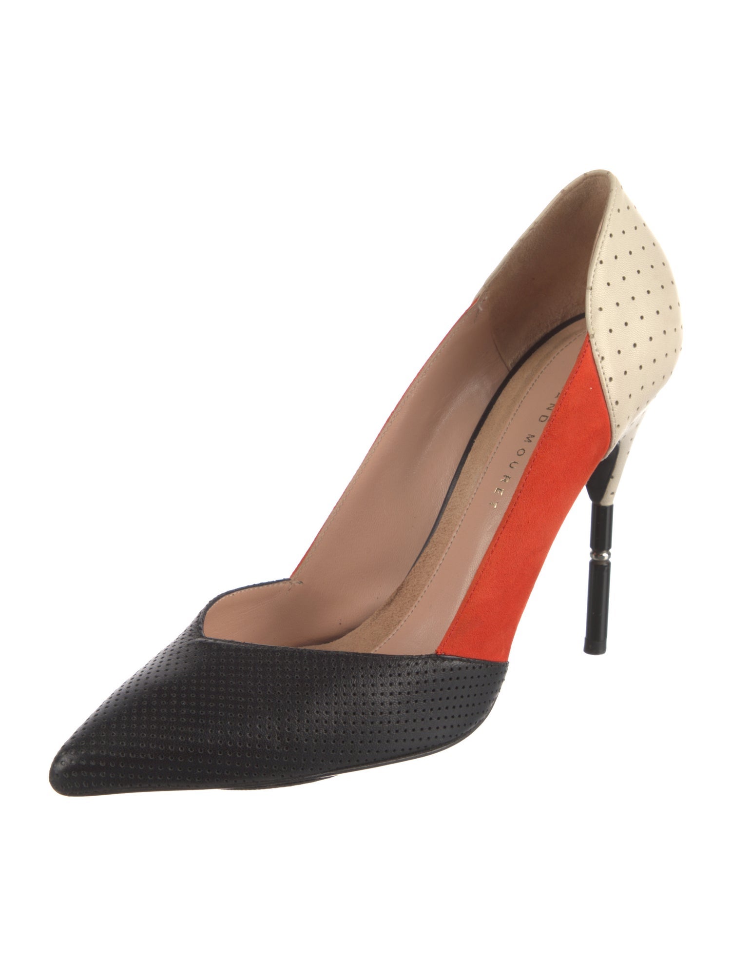 Roland Mouret Leather Colorblock Pattern D'Orsay Pumps