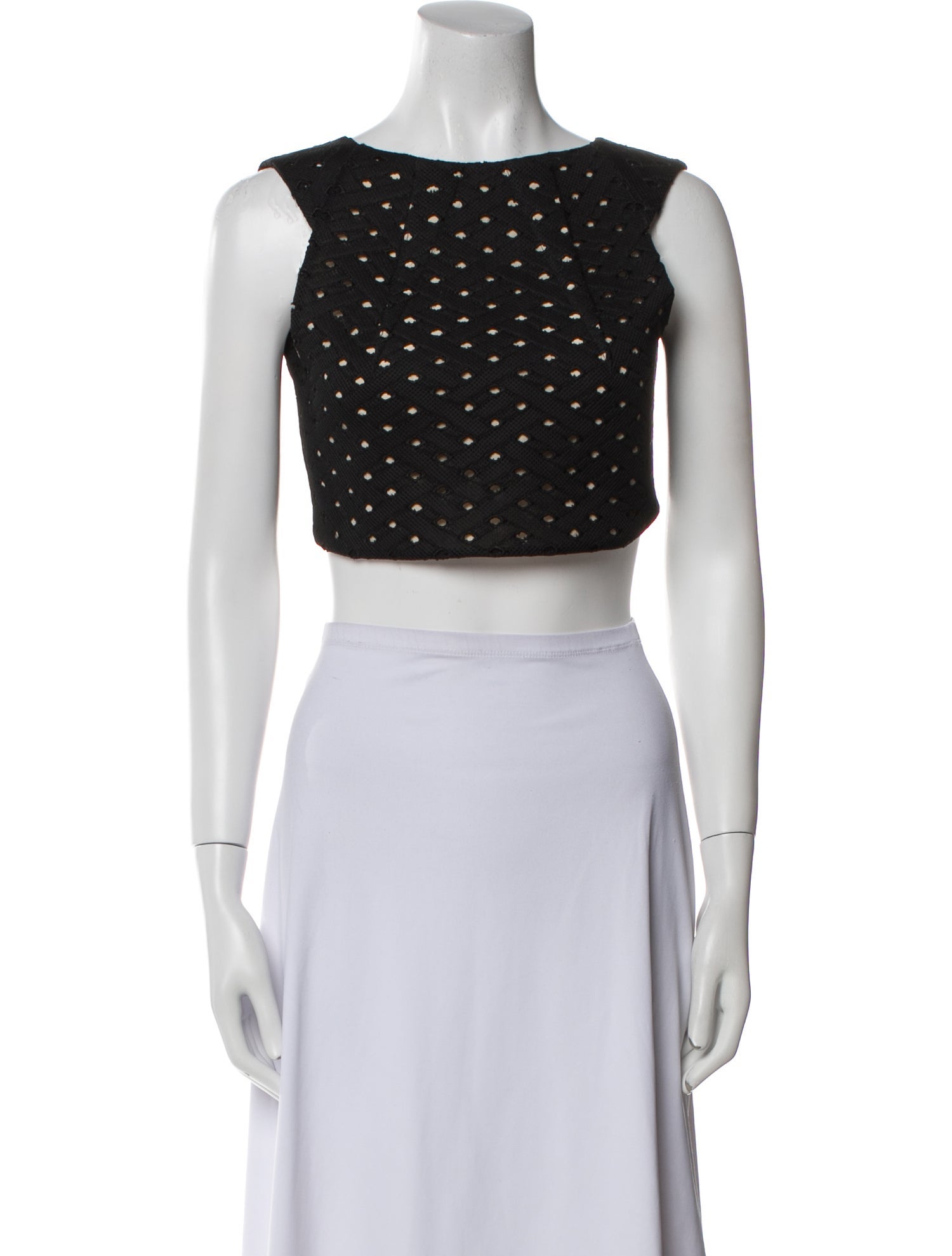 Roland Mouret Polka Dot Print Scoop Neck Crop Top