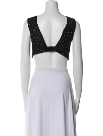 Roland Mouret Polka Dot Print Scoop Neck Crop Top