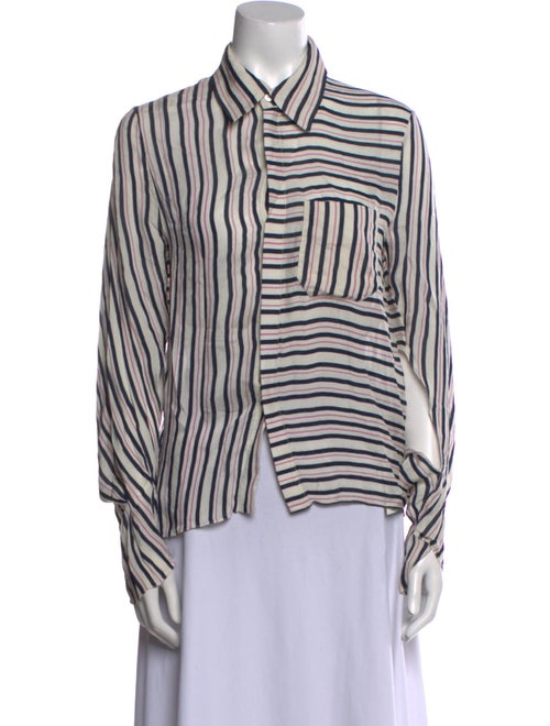 Roland Mouret Striped Long Sleeve Button-Up Top