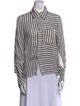 Roland Mouret Striped Long Sleeve Button-Up Top