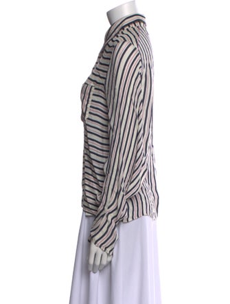 Roland Mouret Striped Long Sleeve Button-Up Top