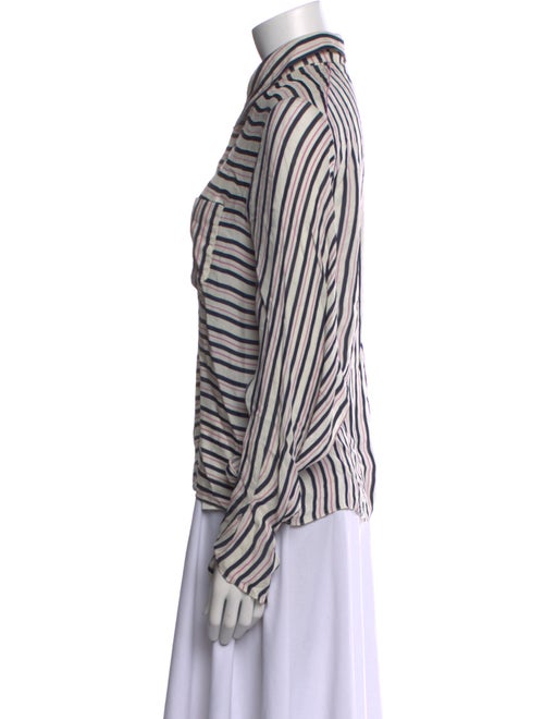 Roland Mouret Striped Long Sleeve Button-Up Top