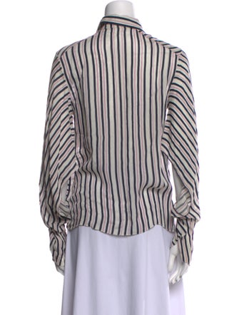Roland Mouret Striped Long Sleeve Button-Up Top