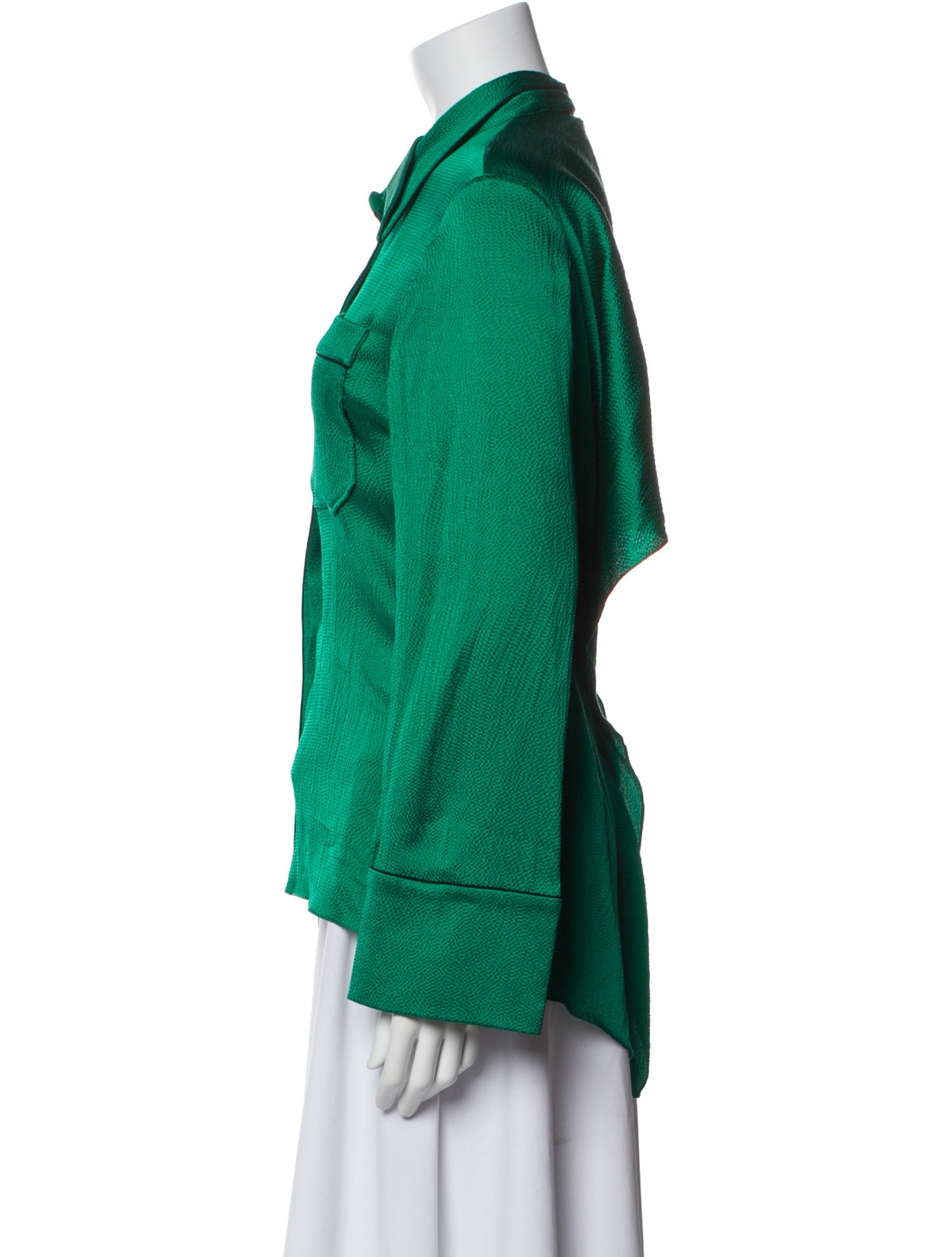 Roland Mouret Silk Long Sleeve Button-Up Top