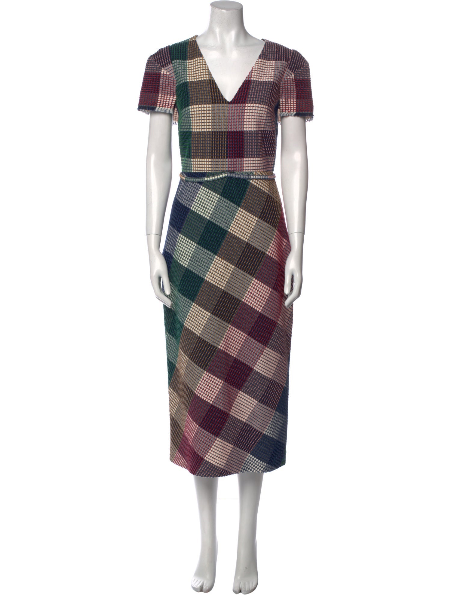 Roland Mouret Plaid Print Long Dress
