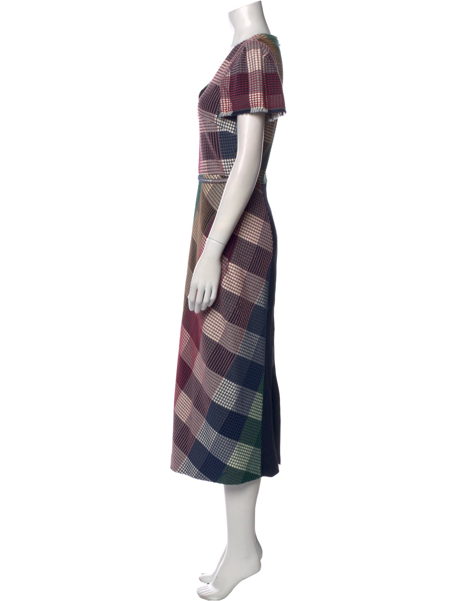Roland Mouret Plaid Print Long Dress