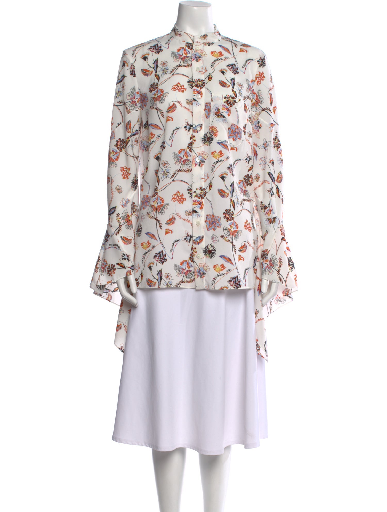 Roland Mouret Floral Print Mock Neck Blouse