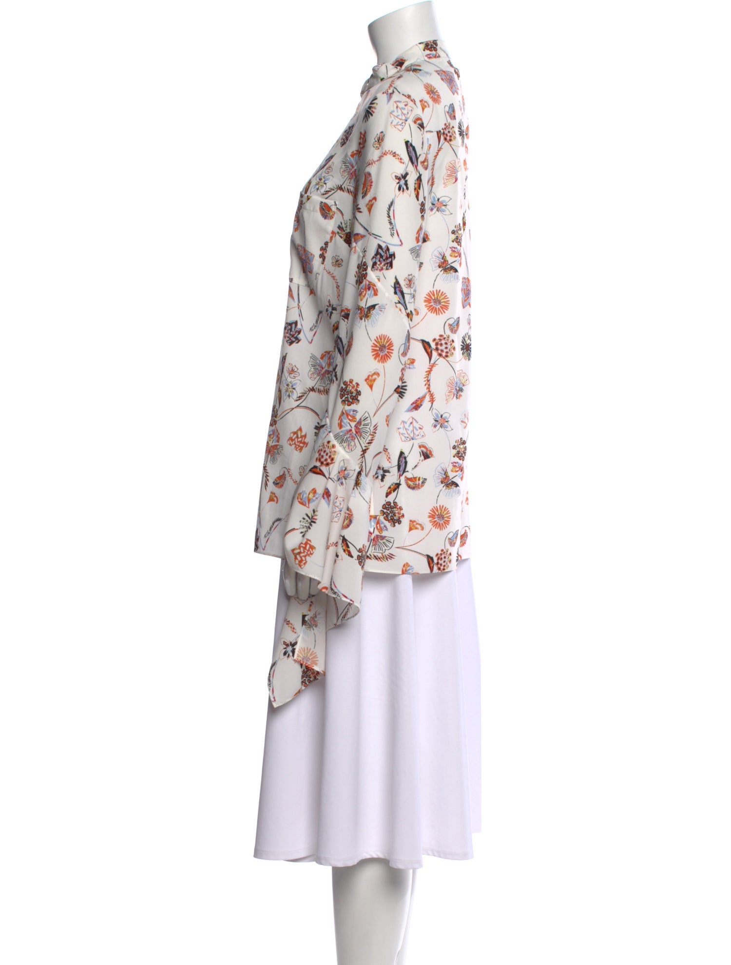 Roland Mouret Floral Print Mock Neck Blouse