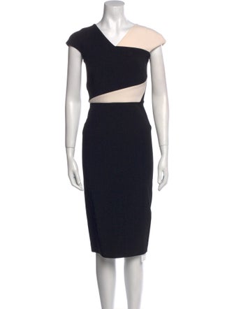 Roland Mouret Colorblock Pattern Midi Length Dress