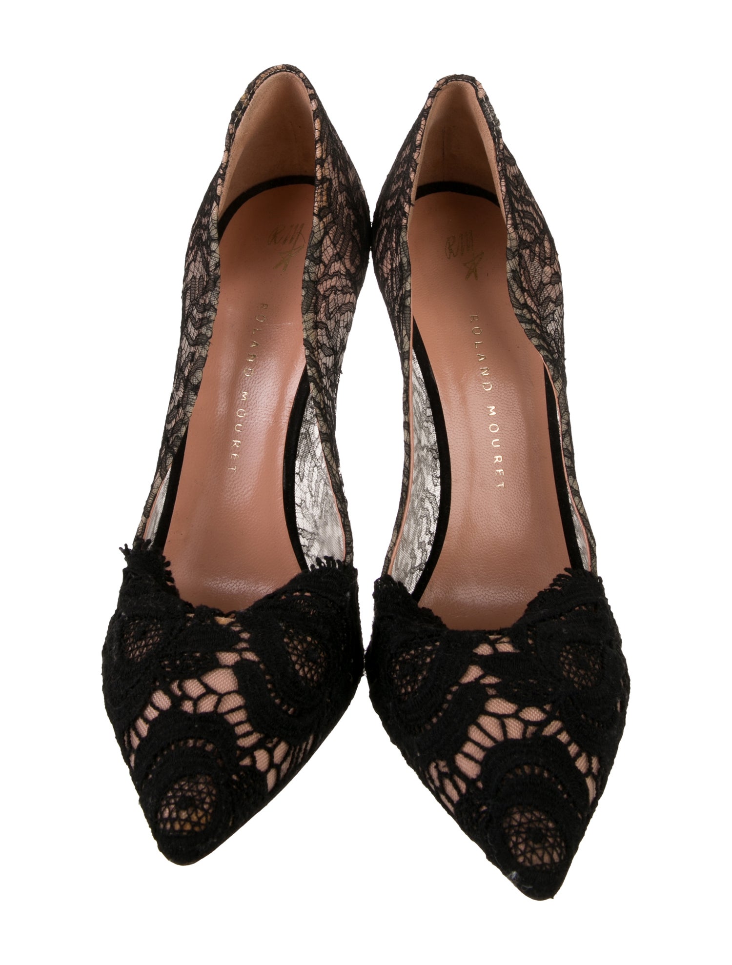 Roland Mouret Leather Lace Pattern Pumps