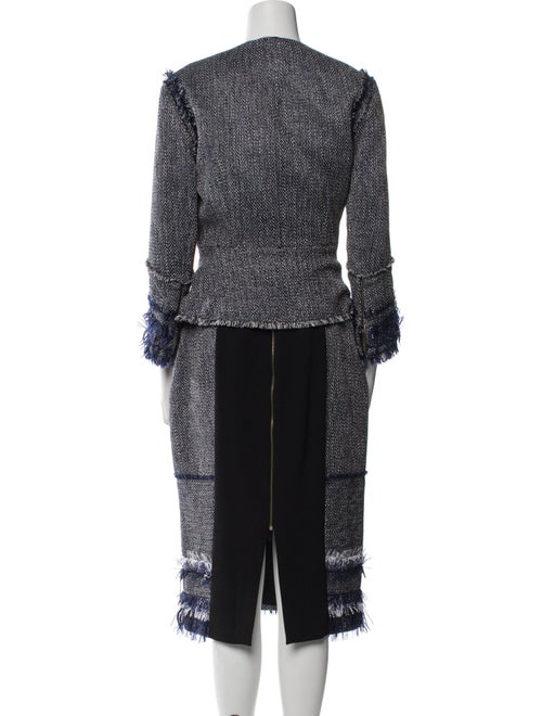 Roland Mouret Printed Fringe Trim Accent Dress Set