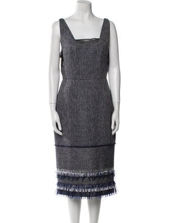 Roland Mouret Printed Fringe Trim Accent Dress Set