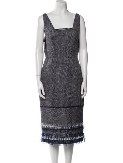 Roland Mouret Printed Fringe Trim Accent Dress Set