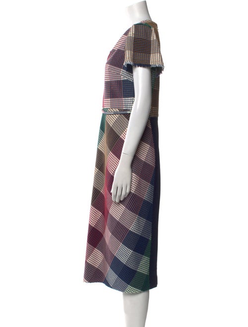 Roland Mouret Plaid Print Midi Length Dress