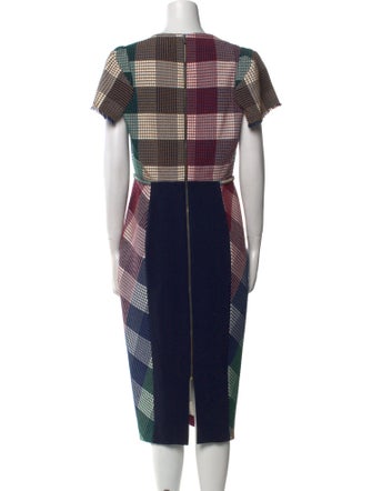 Roland Mouret Plaid Print Midi Length Dress