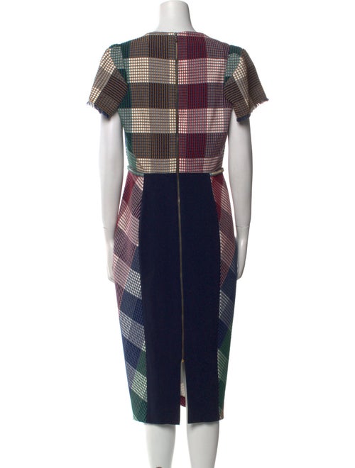 Roland Mouret Plaid Print Midi Length Dress