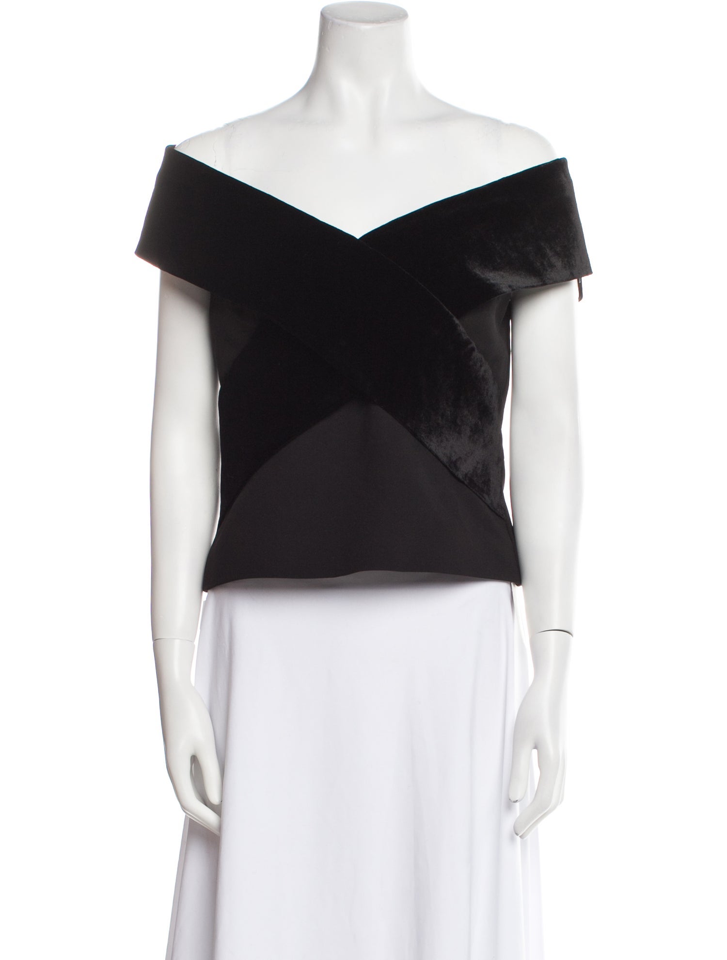 Roland Mouret Off-The-Shoulder Short Sleeve Crop Top