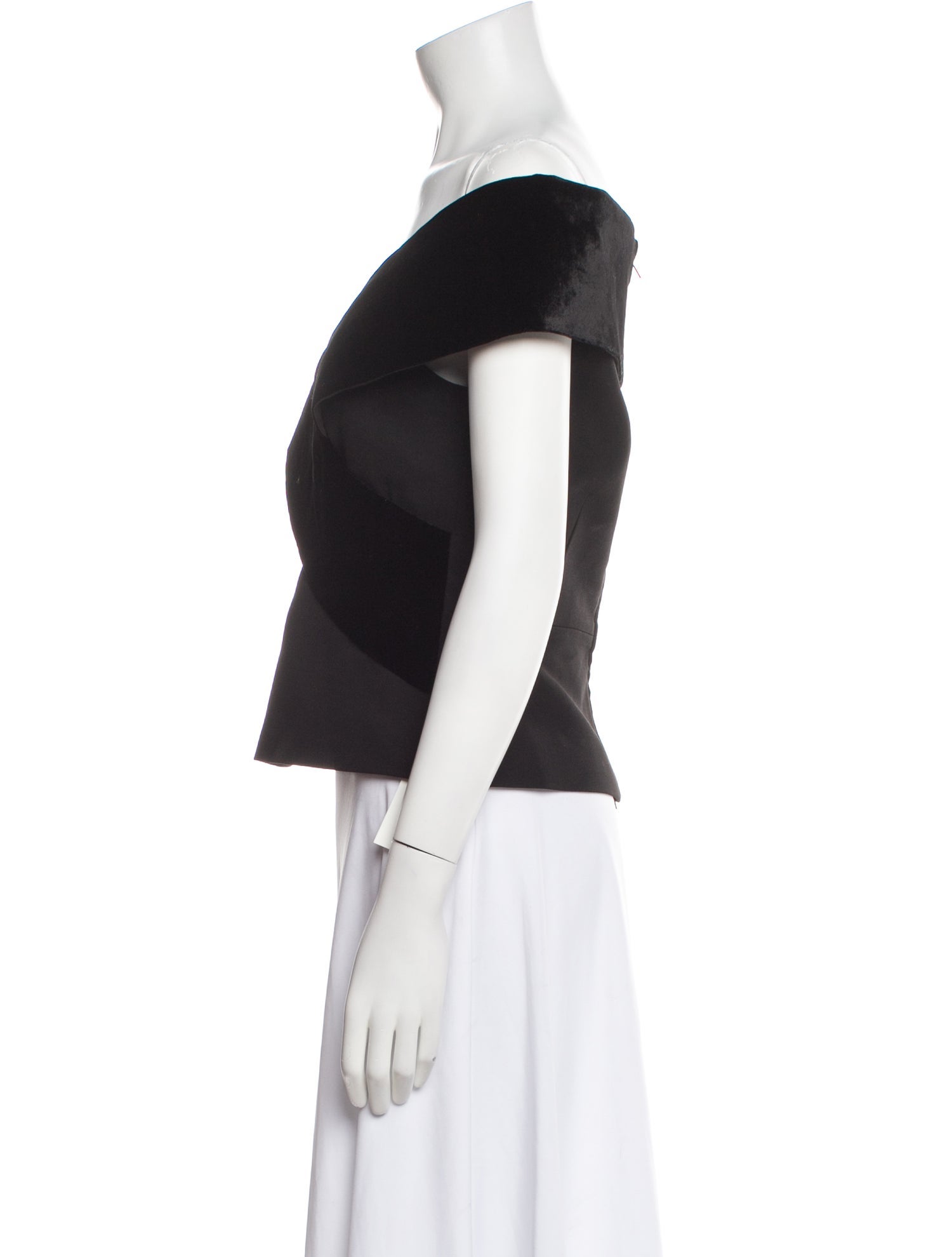 Roland Mouret Off-The-Shoulder Short Sleeve Crop Top