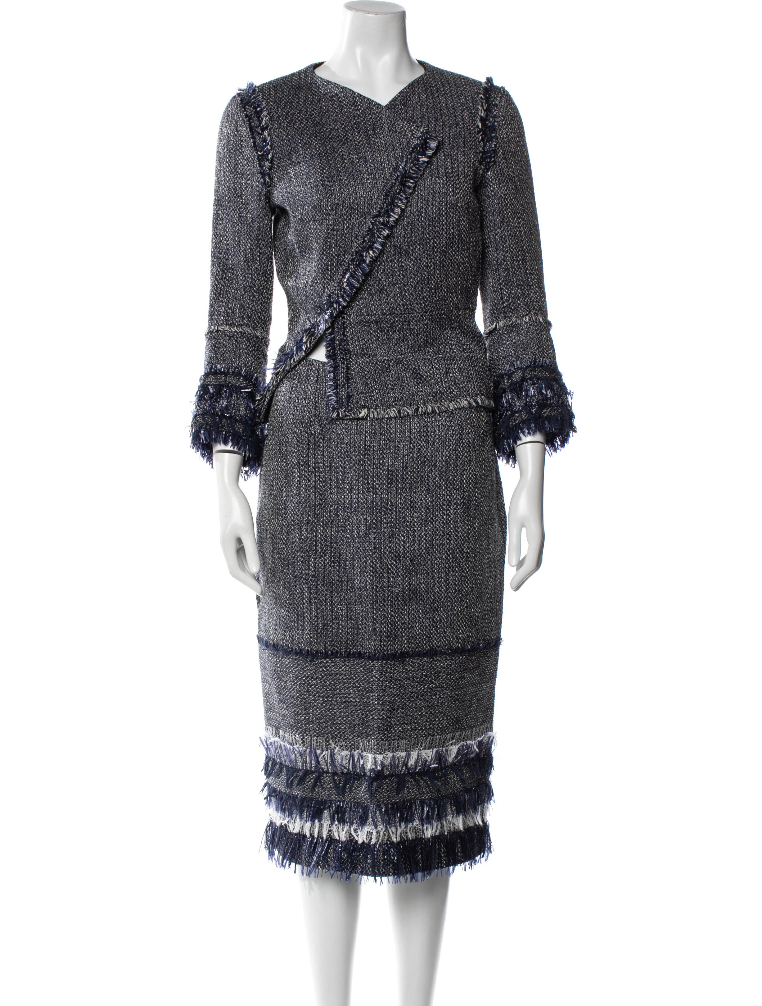 Roland Mouret Printed Fringe Trim Accent Short Set