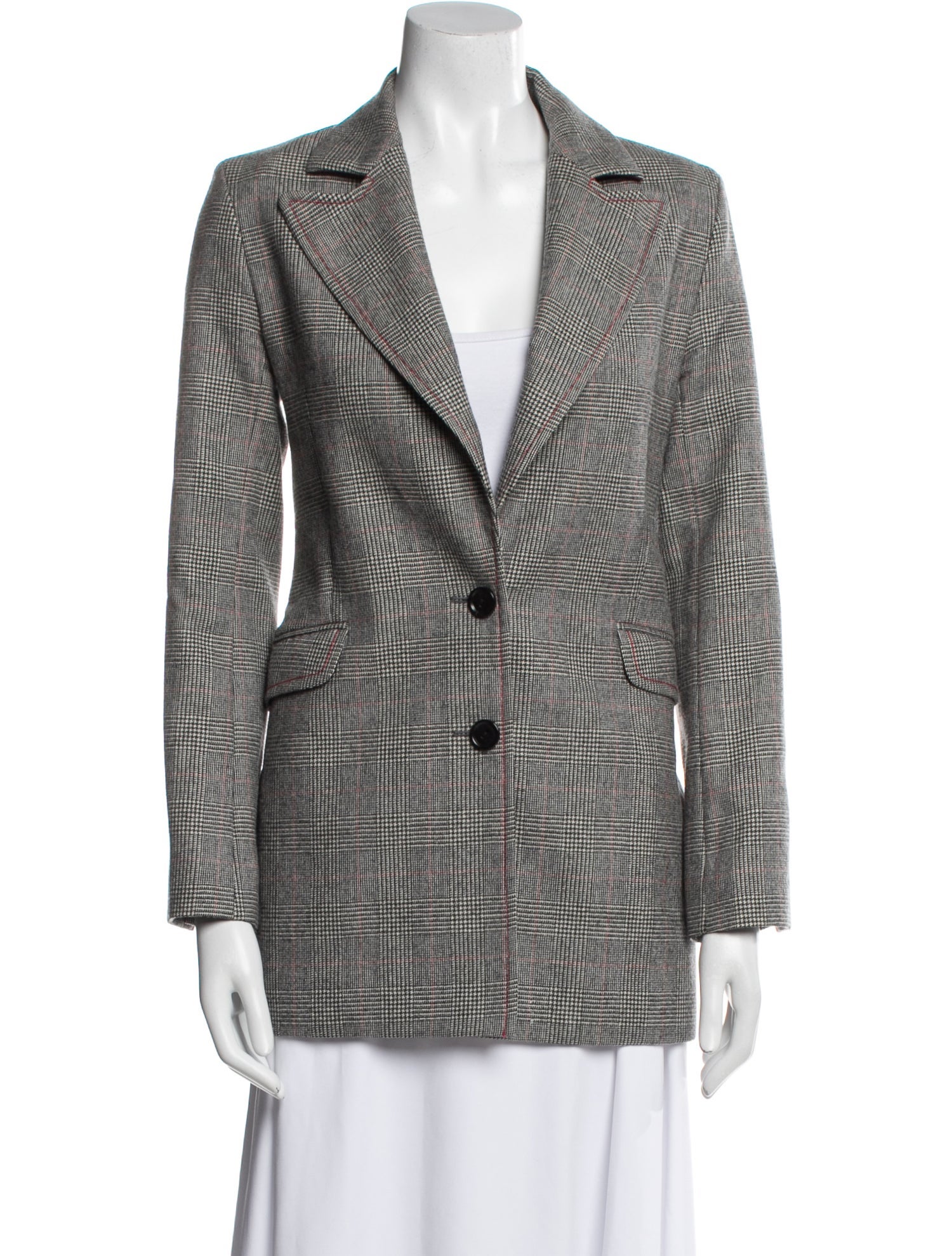Roland Mouret Wool Plaid Print Peacoat