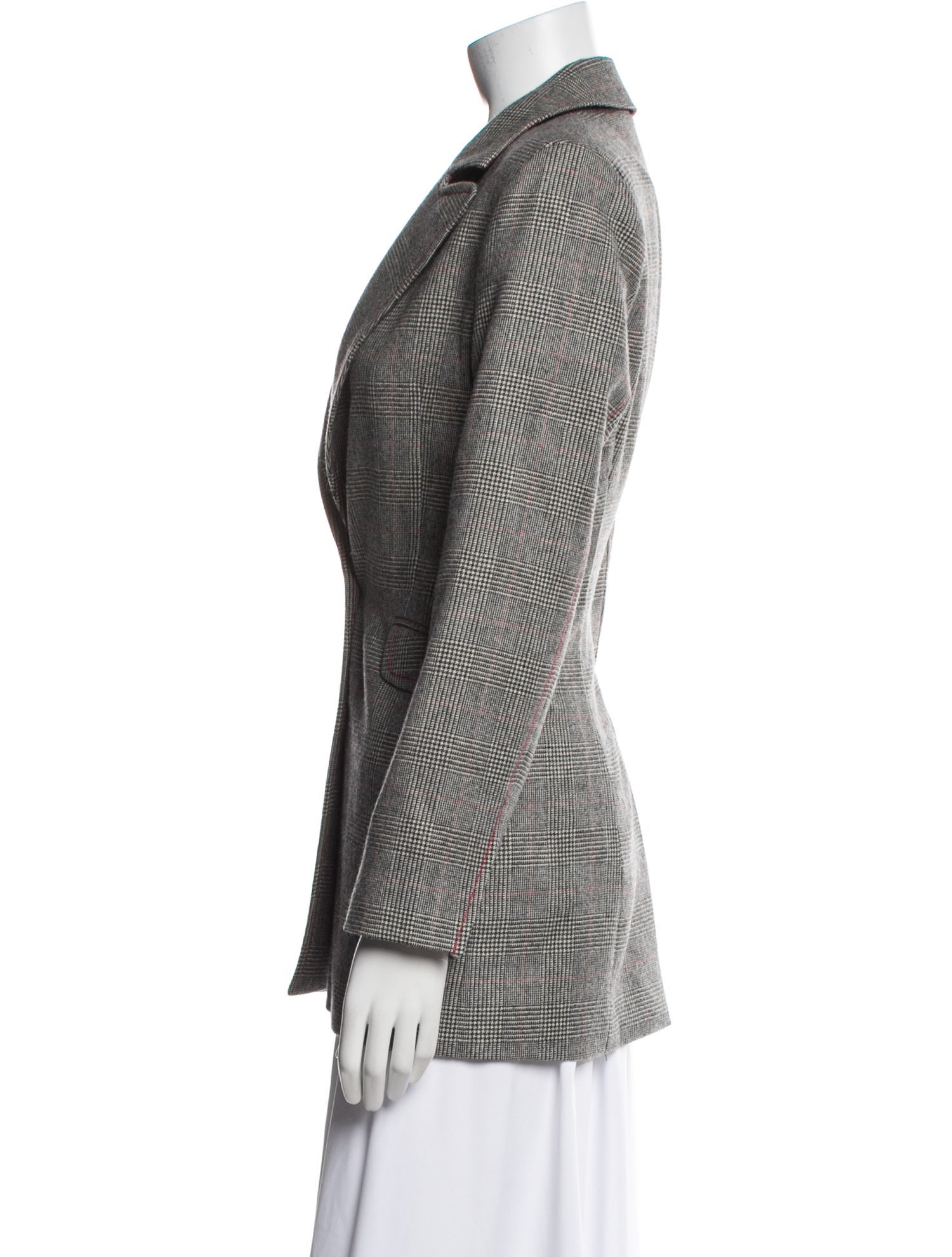 Roland Mouret Wool Plaid Print Peacoat