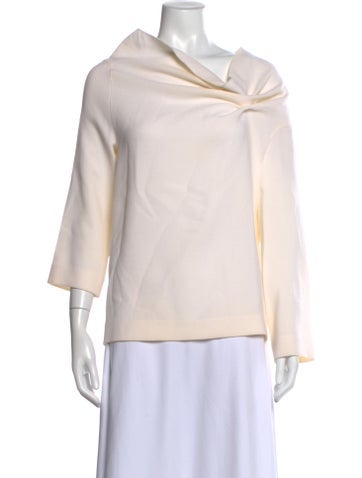 Pre-owned Roland Mouret Wool Cowl Neck Top In Neutral