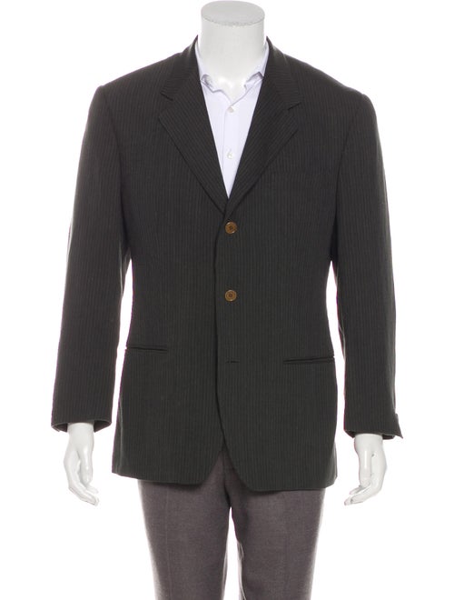 Romeo Gigli Striped Wool Blazer black