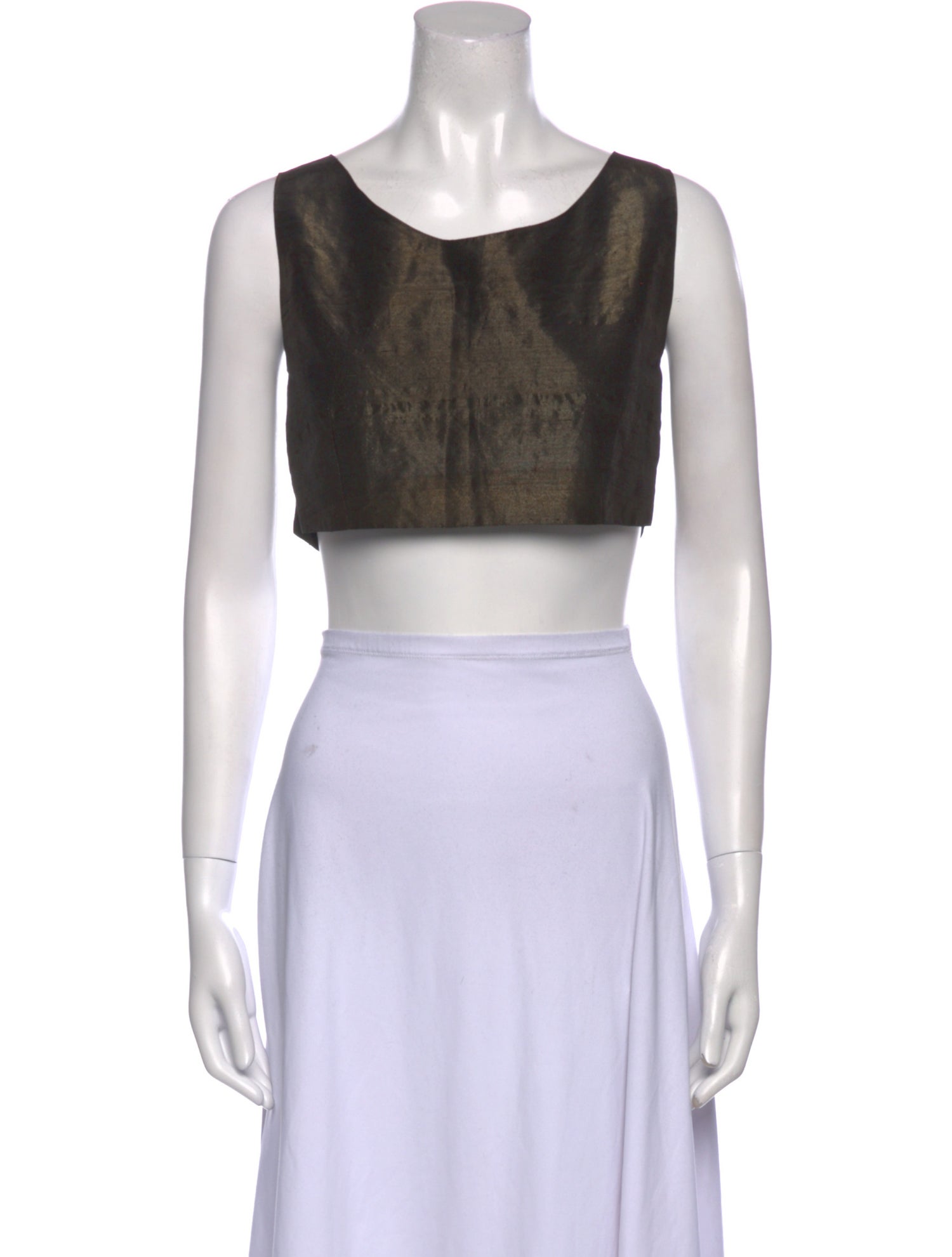 GIGLI Silk Scoop Neck Crop Top